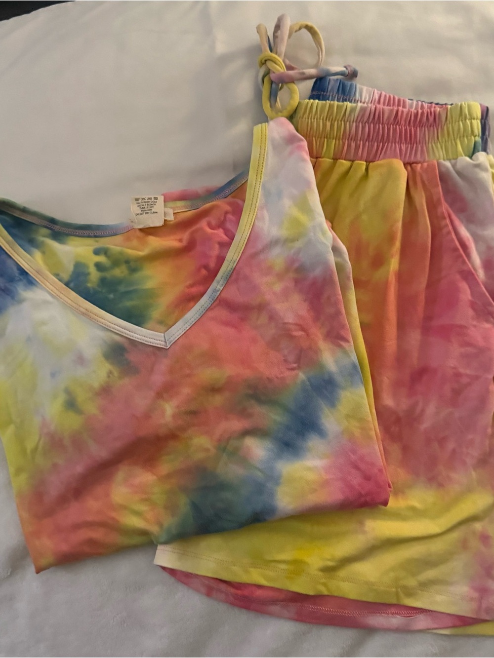 Yelete Multicolor Tie-Dye Drawstring Skirt Set